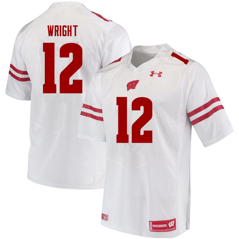 Wisconsin Badgers Men's #12 Daniel Wright NCAA Under Armour Authentic White College Stitched Football Jersey XE40W47KU